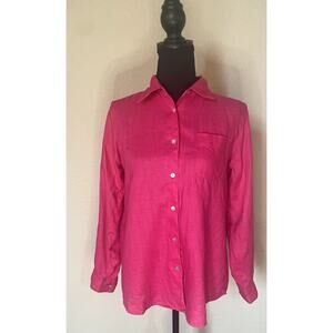 PETITE SOPHISTICATE Linen Shirt Size SM